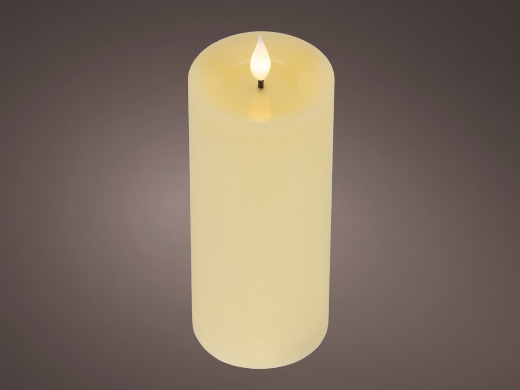 VELA LED CON NUEVO DISEÑO - MECHA MUY REALISTA 3D - LUZ CALIDA - COLOR CREMA - CON BATERIA Y TIMER -  dia7.50-H20.00cm-1L