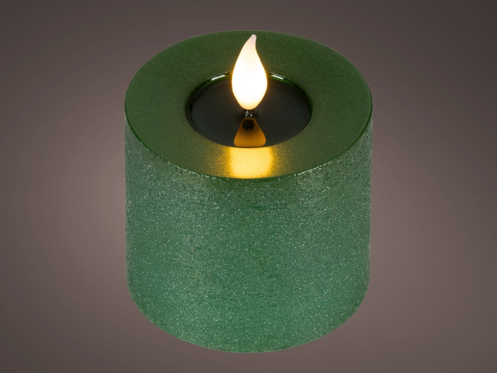 ***LED REALISTIC WICK CANDLE BO INDOOR GREEN/WARM WHITE dia7.50-H9.50cm-1L