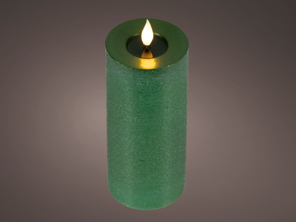 ***LED REALISTIC WICK CANDLE BO INDOOR GREEN/WARM WHITE dia7.50-H20.00cm-1L