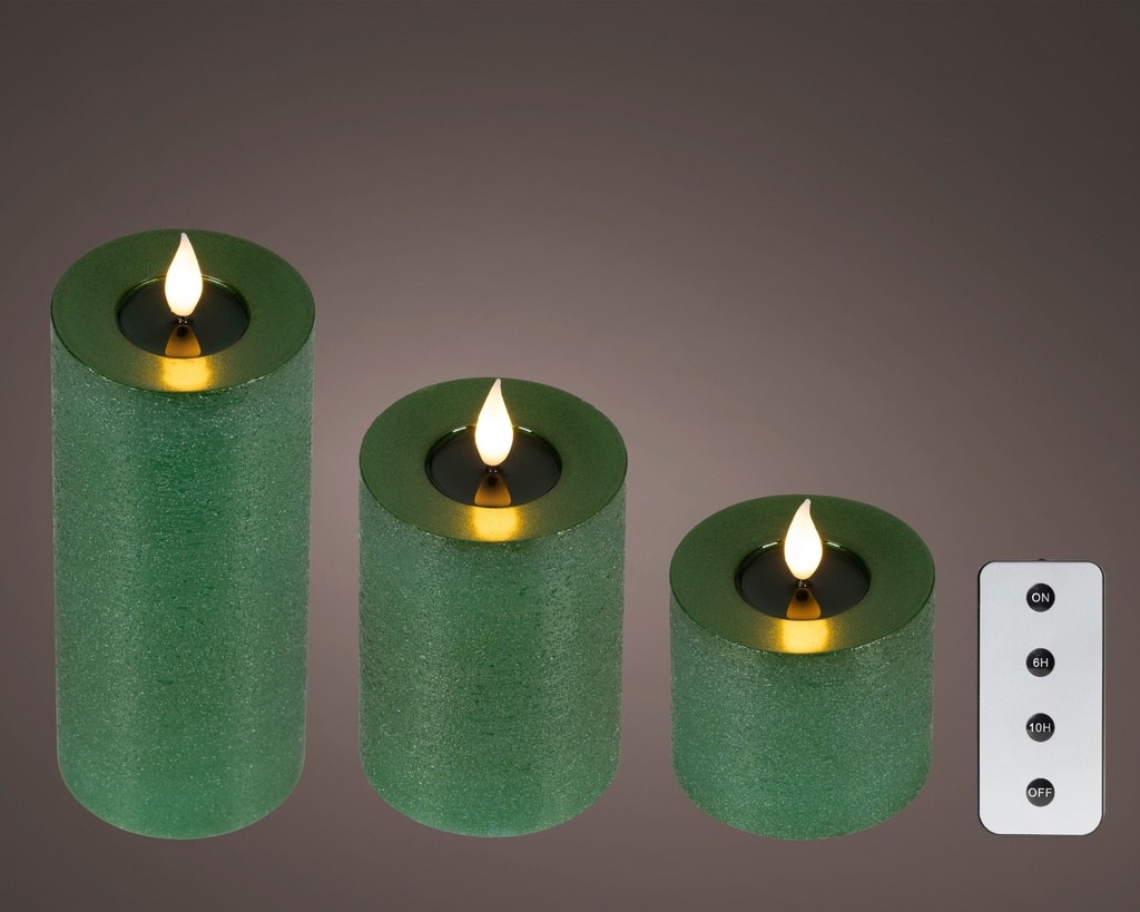 VELA LED GREEN/WARM WHITE - NUEVO DISEÑO - CON BATERIA Y MANDO dia7.50-H20.00cm-1LED