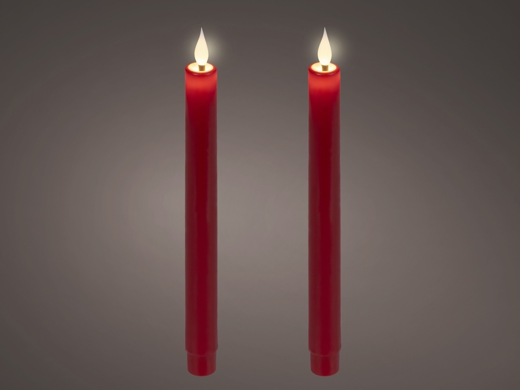 ***LED REALISTIC WAVING DINNER CANDLE BO INDOOR RED/WARM WHITE dia2.20-H24.00cm-1L