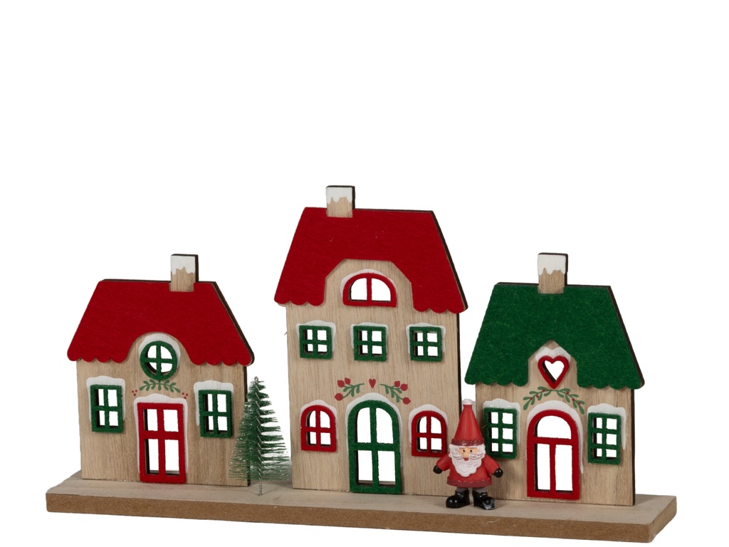 MAISONNETTES EN BOIS ET FEUTRE - FAIT A MAIN - L 5.00 x l 30.00 x H 15.50 cm 