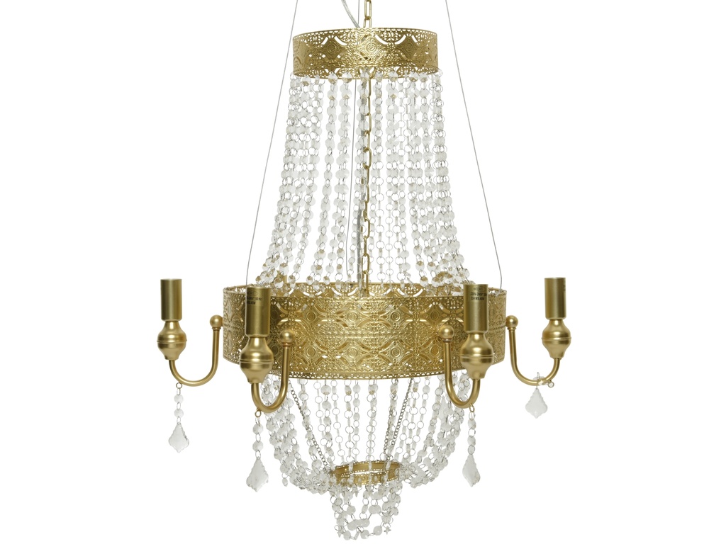 ***CHANDELIER INDOOR GOLD/CLEAR dia60.00-H69.00cm-6L