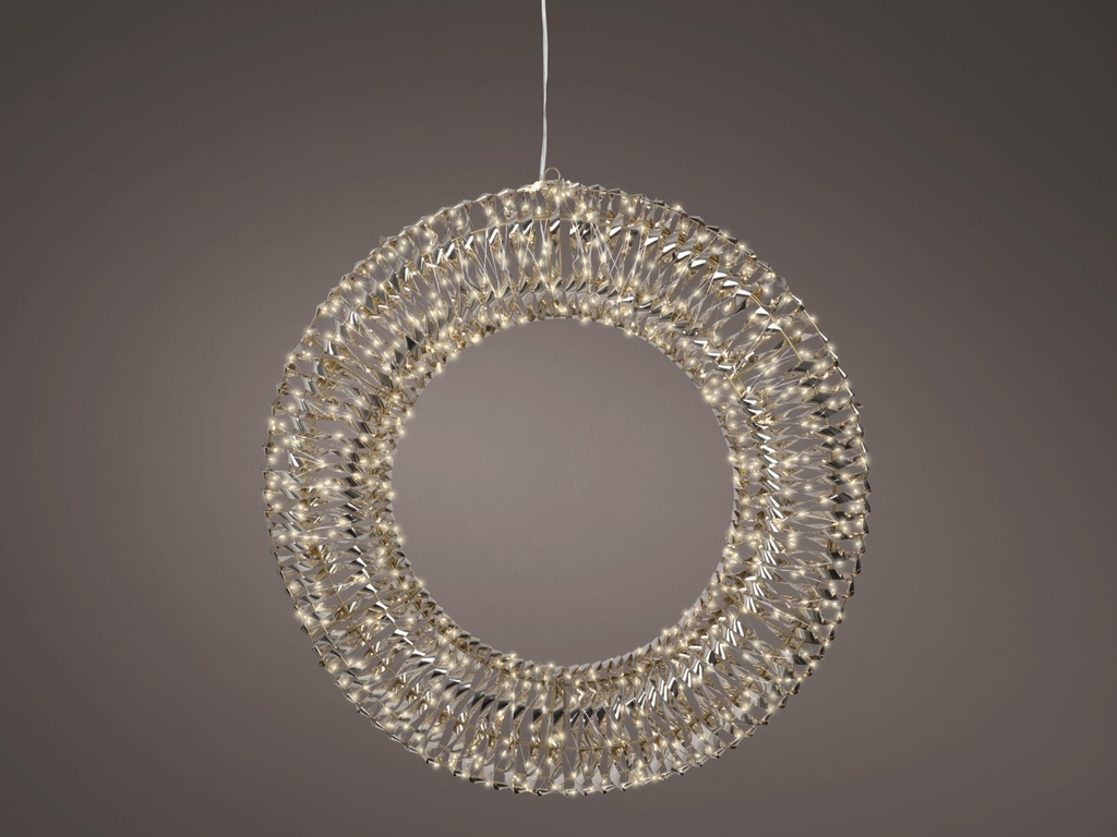 COURONNE DORE MICROLED - LUMIERE CHALEUREUSE - APTE EXTERIEUR - dia70.00-L15.00cm-960LEDS 