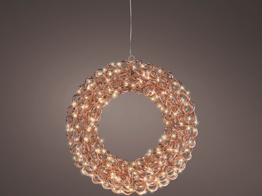 CORONA 3D  MICROLED - APTO EXTERIOR - ROSE GOLD - LUZ CALIDA -  dia38.00-L9.00cm-300LEDS