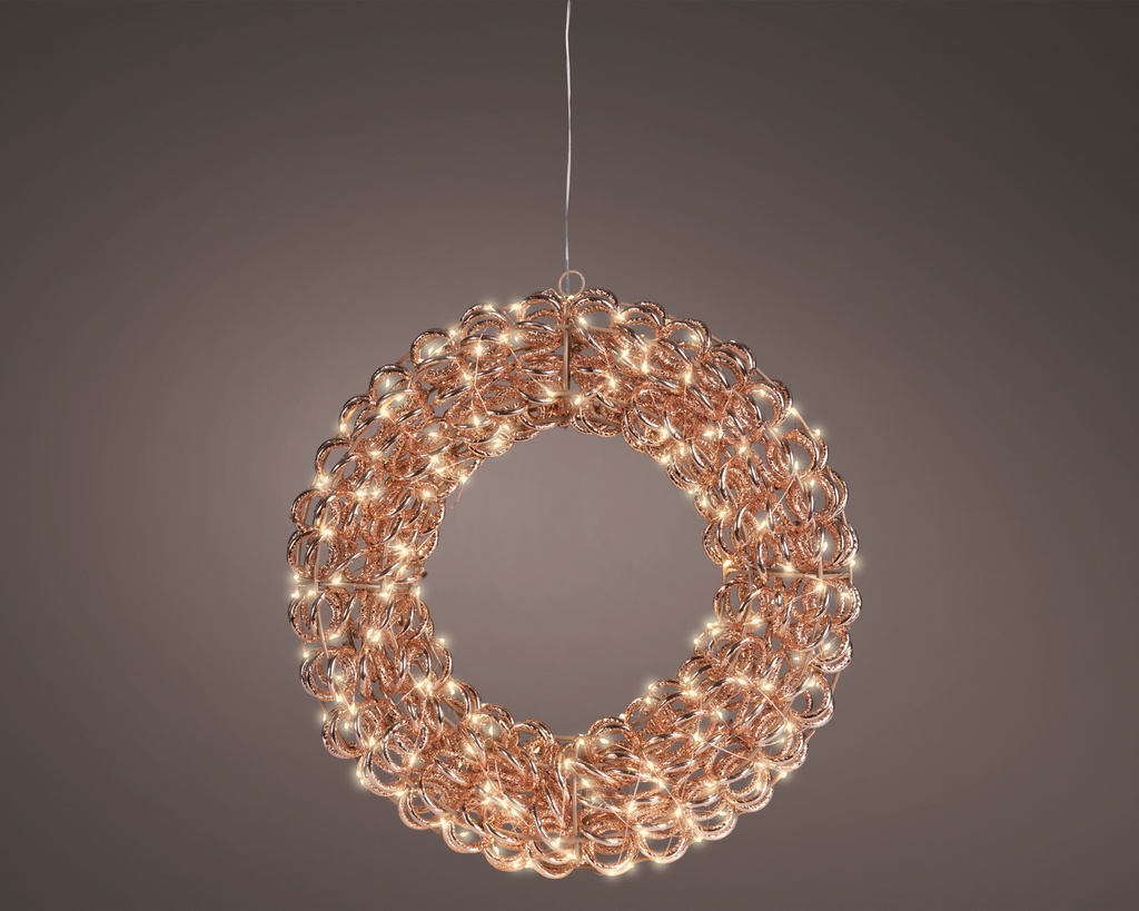 CORONA 3D  MICROLED - APTO EXTERIOR - ROSE GOLD - LUZ CALIDA -  dia38.00-L9.00cm-300LEDS