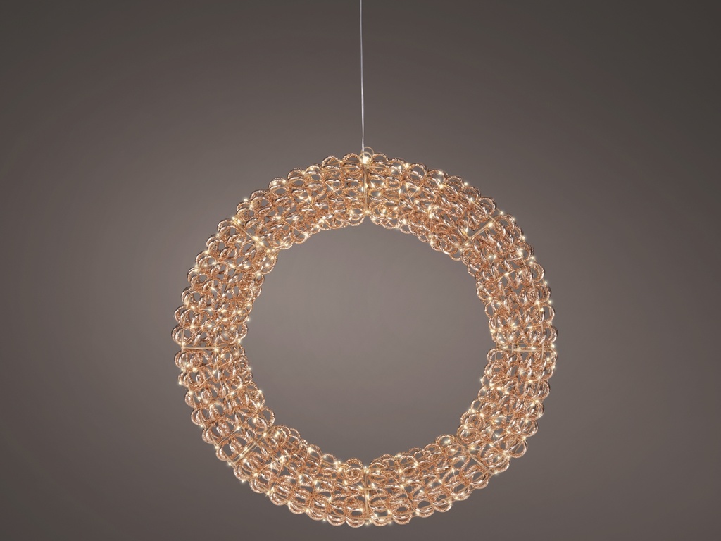 ***MICRO LED WREATH OUTDOOR ROSE GOLD/WARM WHITE dia58.00-L10.00cm-400L