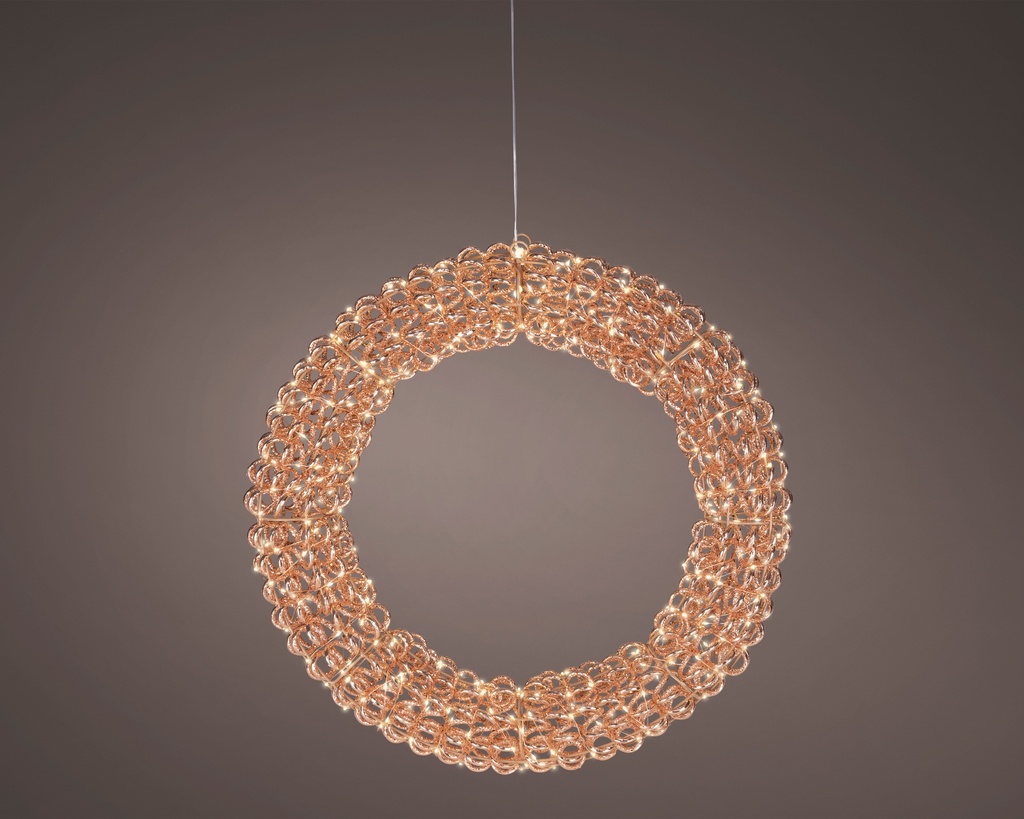 ***MICRO LED WREATH OUTDOOR ROSE GOLD/WARM WHITE dia58.00-L10.00cm-400L