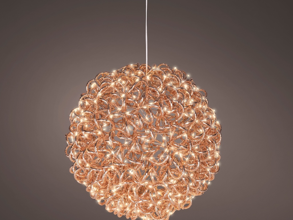 BOLA 3D  MICROLED - APTO EXTERIOR - ROSE GOLD - LUZ CALIDA-400LEDS