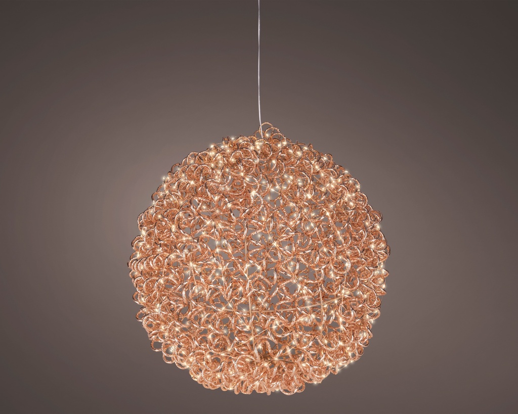  BOLA 3D  MICROLED - APTO EXTERIOR - ROSE GOLD - LUZ CALIDA-700LEDS