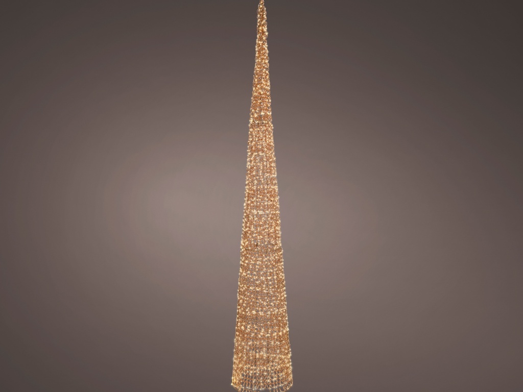 ARBOL 3D (CONO)  MICROLED - APTO EXTERIOR - ROSE GOLD - LUZ CALIDA-H280.00cm-3200LEDS