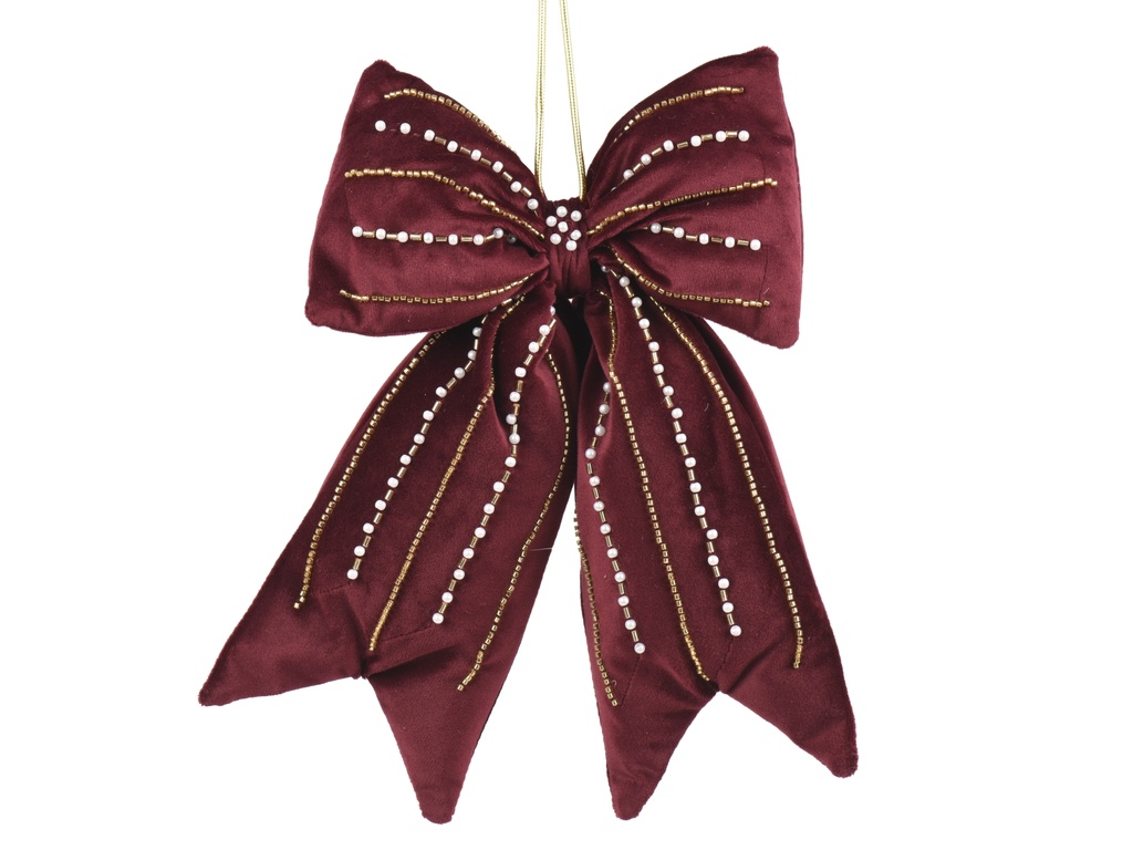 ***BOW POLYESTER VELVET BURGUNDY/COLOUR(S) L18.00-W2.80-H30.00cm