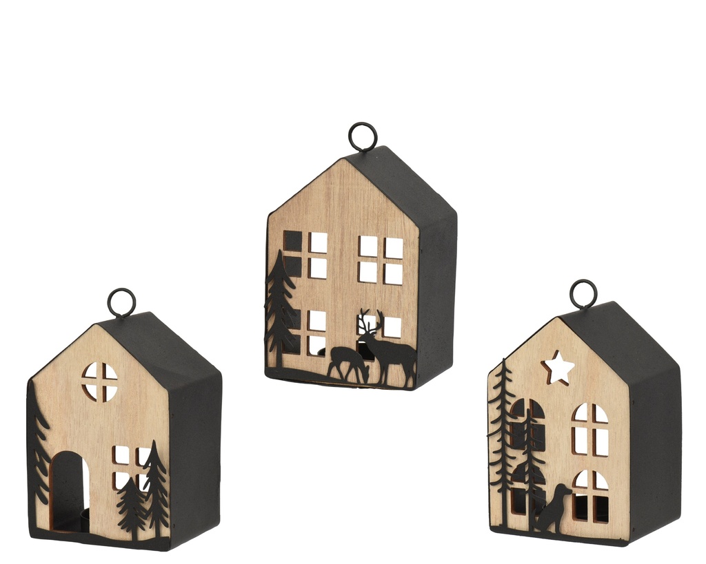 CASITA COLGAR - METAL Y MADERA - 3 SURTIDOS - PRECIO UNIDAD - L9.00-W7.00-H14.50cm