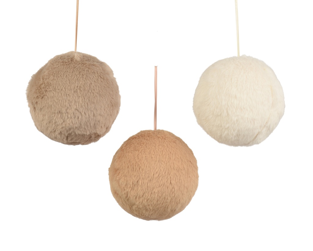  BOLA DE PELO TIPO PELUCHE - 3 SURTIDOS -BEIGE / MARRON - PRECIO UNIDAD - DIA 20CM