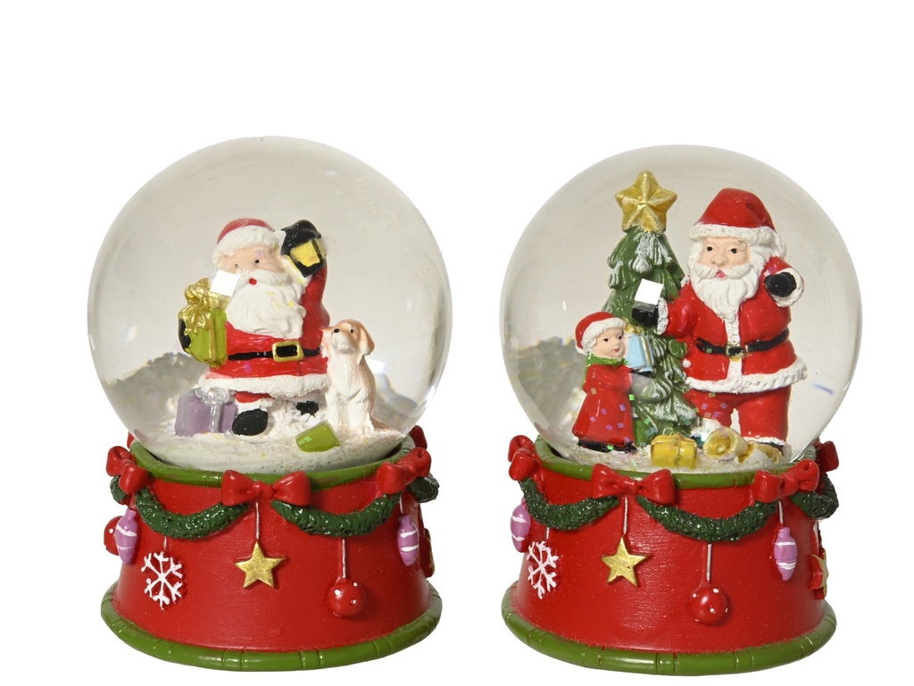 ***SNOWGLOBE GLASS RED/COLOUR(S) dia6.50-H9.00cm