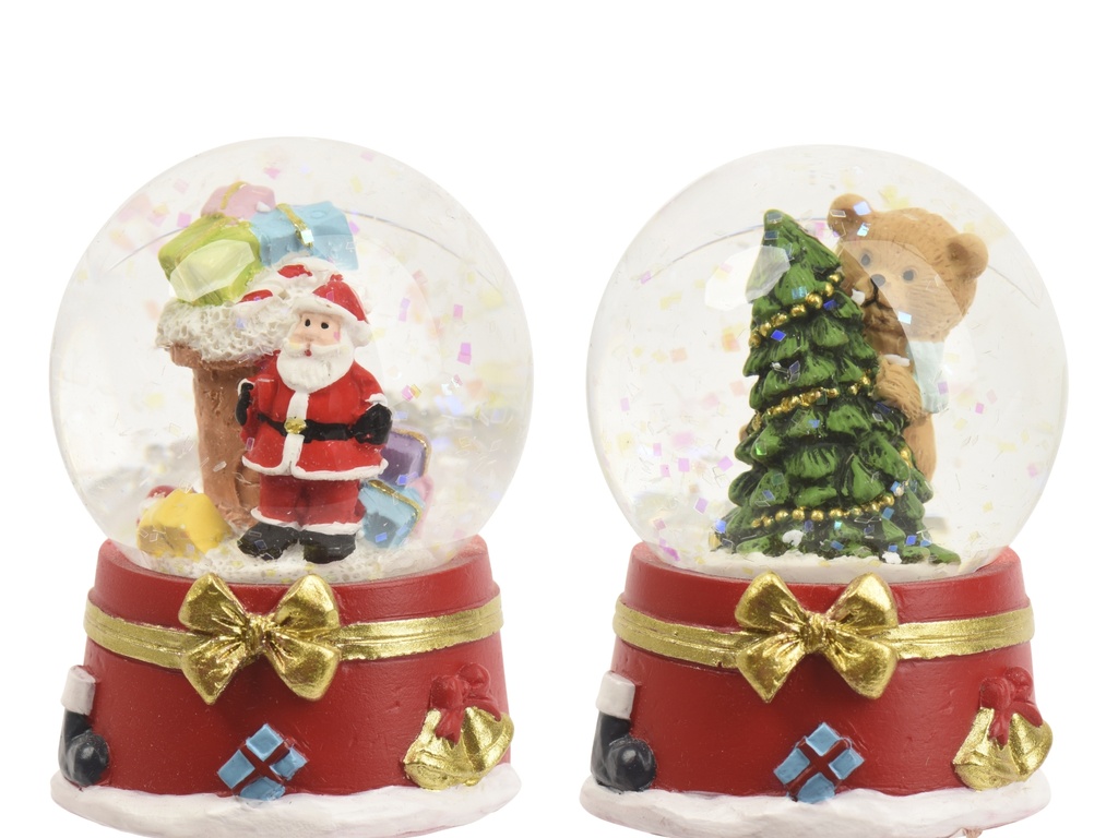 ***SNOWGLOBE GLASS RED/COLOUR(S) dia4.50-H6.20cm