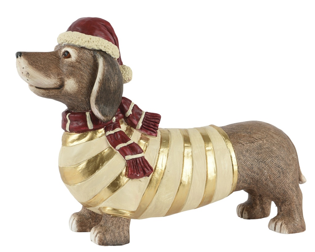 CHIEN SAUCISSE MAGNESIUM - CREME/ROUGE - L57.00-W17.50-H39.50cm 
