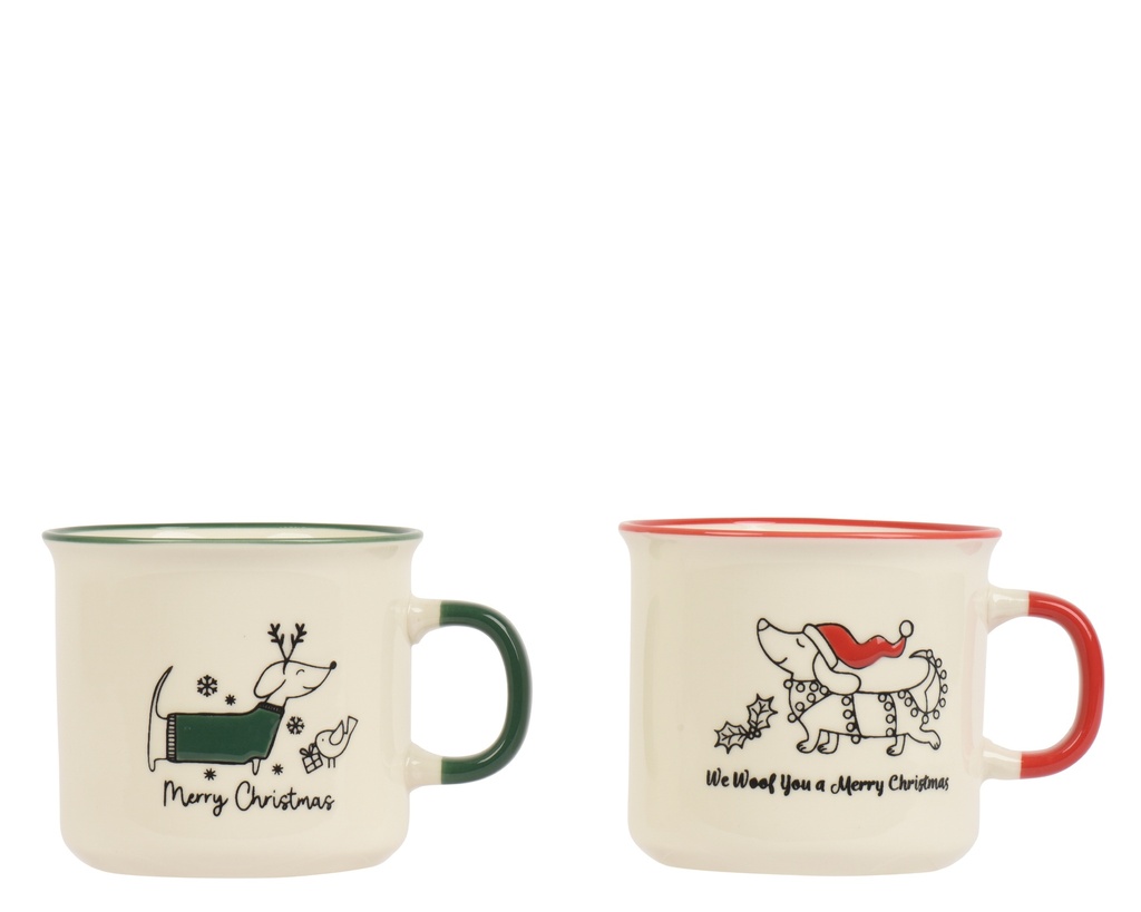 TAZA PORCELANA CON ASA IMPRESA Y DISEÑO PERRITOS - 2 DISEÑOS - PRECIO UNIDAD - L11.30-W8.90-H8.00cm