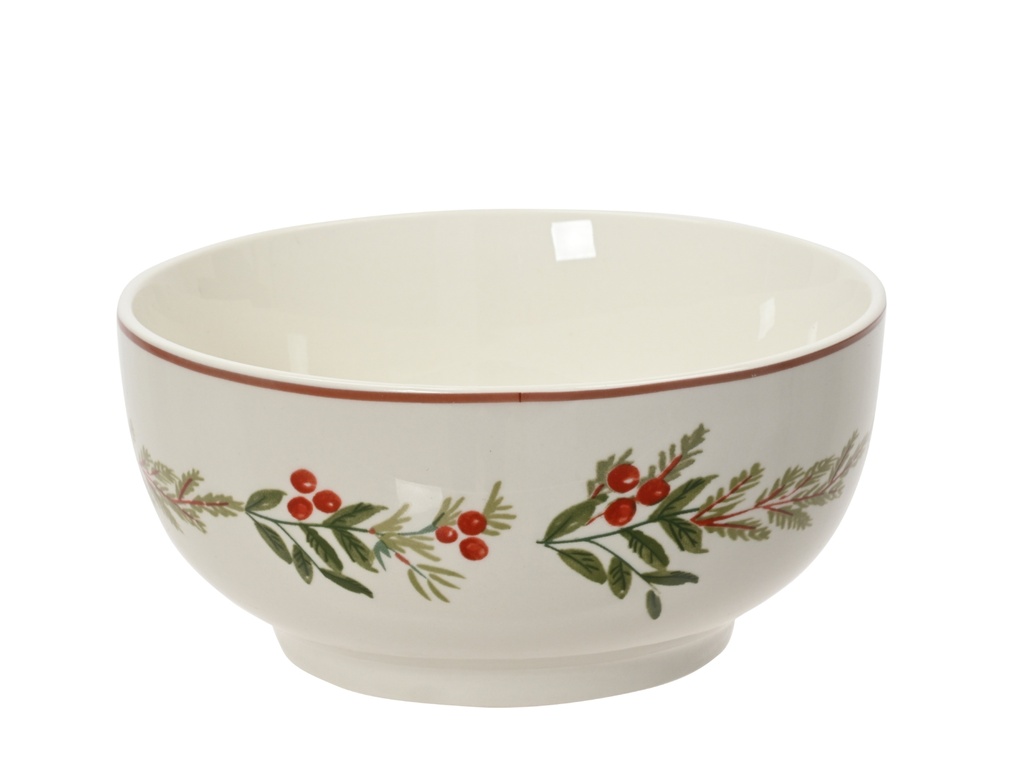 BOL PORCELANA - VERDE CON BAYAS - dia14.00-H6.30cm