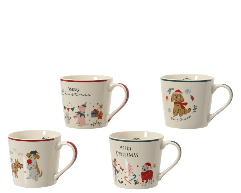 TAZA PORCELANA PERRITOS - 4 DISEÑOS - PRECIO UNIDAD -  L9.50-W13.00-H8.90cm