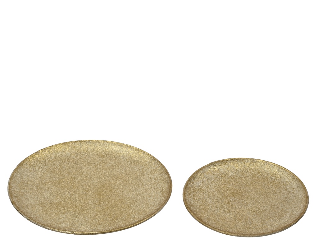 ***DECO PLATE IRON GOLD ANTIQUE dia39.00-H2.00cm  / dia29.00-H1.50cm