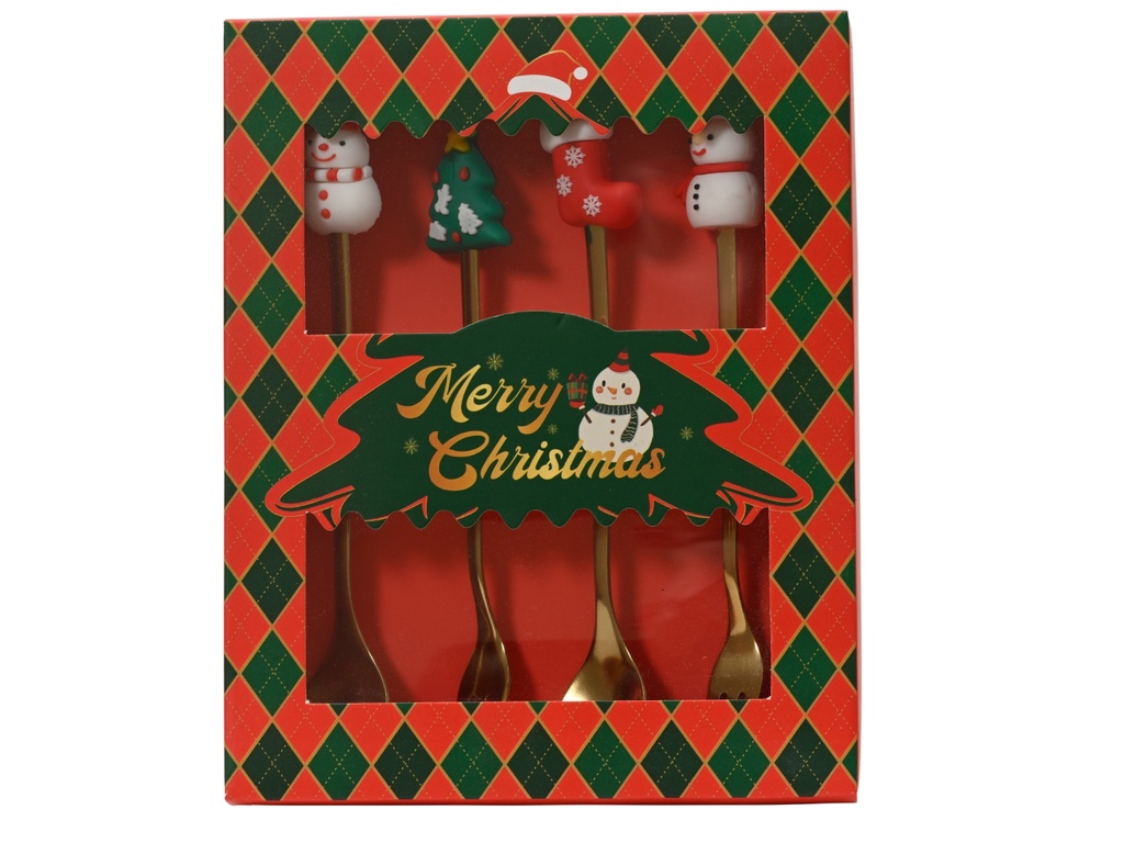 SET DE CUCHARITAS  ACERO INOXIDABLE - DORADO  -  4 SURTIDOS - PRECIO SET DE 4 -  L19.00-W15.00-H2.50cm