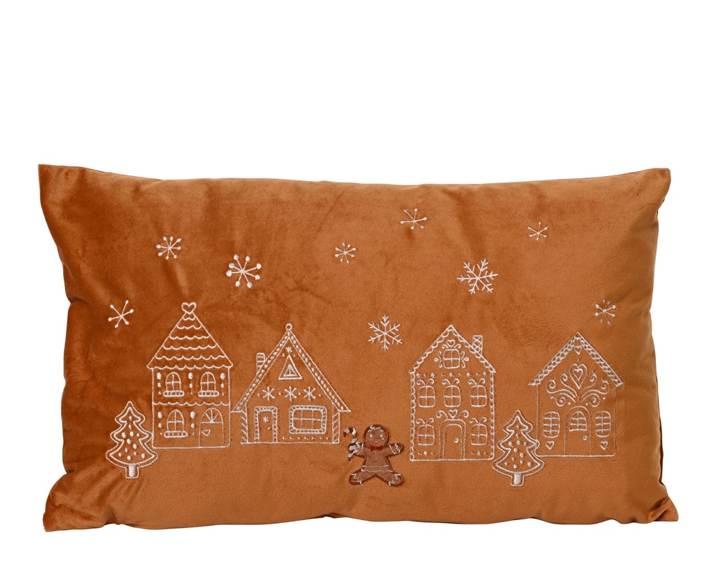 ***CUSHION POLYESTER BROWN L50.00-W30.00-H8.00cm