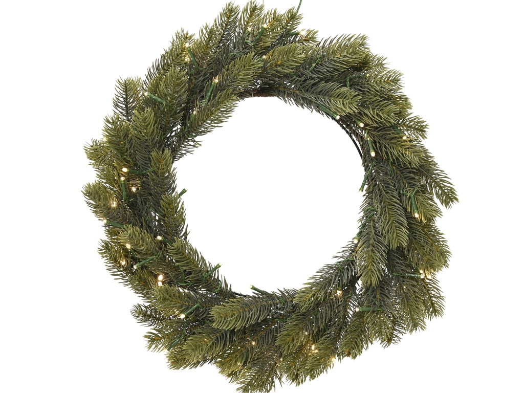 ***WINNIPEG WREATH BO PRELIT GREEN/WARM WHITE dia50.00-H10.00cm-80L