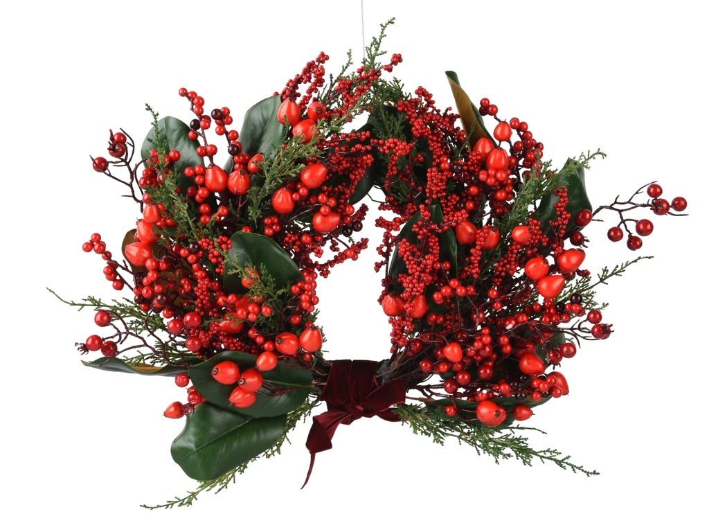 ***BIG BERRY WREATH GREEN/RED dia40.00-H13.00cm