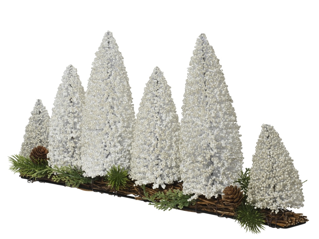 ***TABLEPIECE FOAM BALL-GLITTER WHITE L50.00-W8.00-H22.00cm