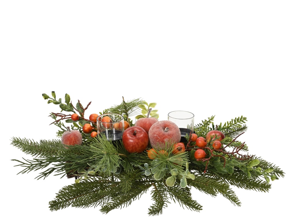 ***TABLEPIECE GREEN/RED L45.00-W20.00-H10.00cm