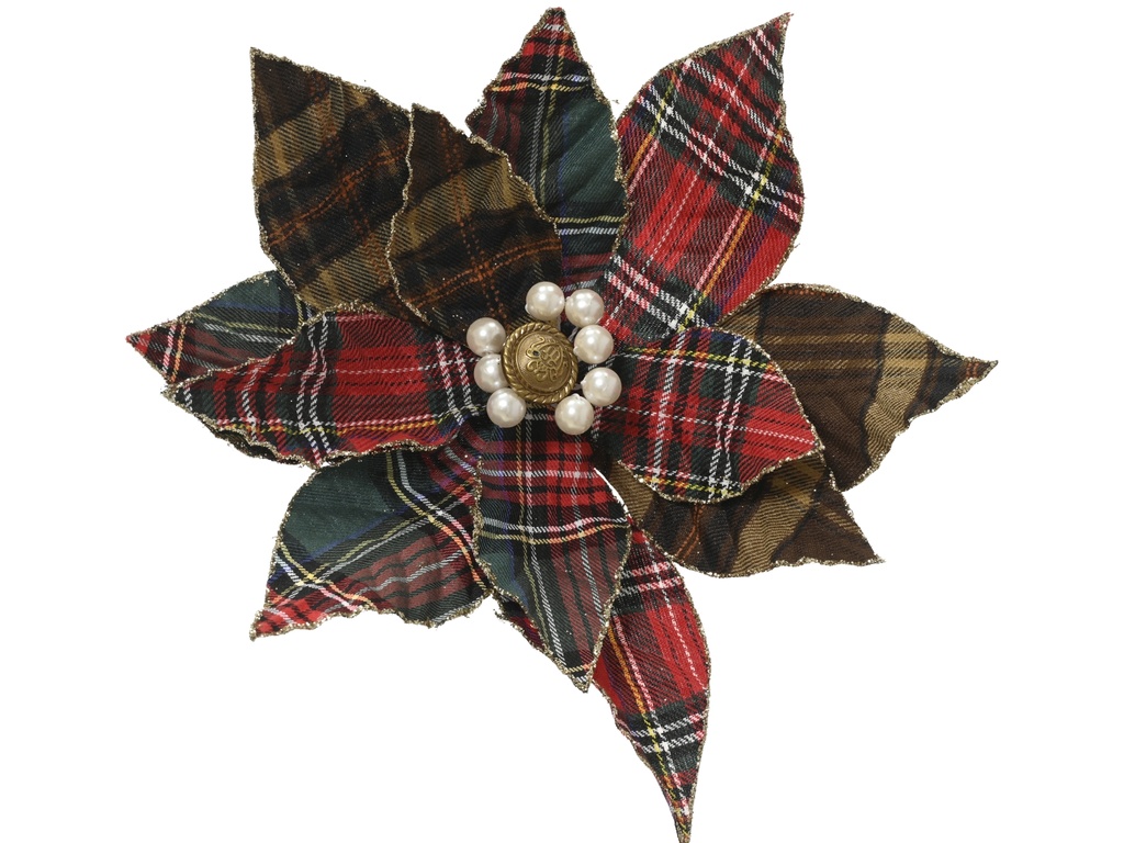 ***POINSETTIA POLYESTER GREEN/RED dia31.00-H14.00cm