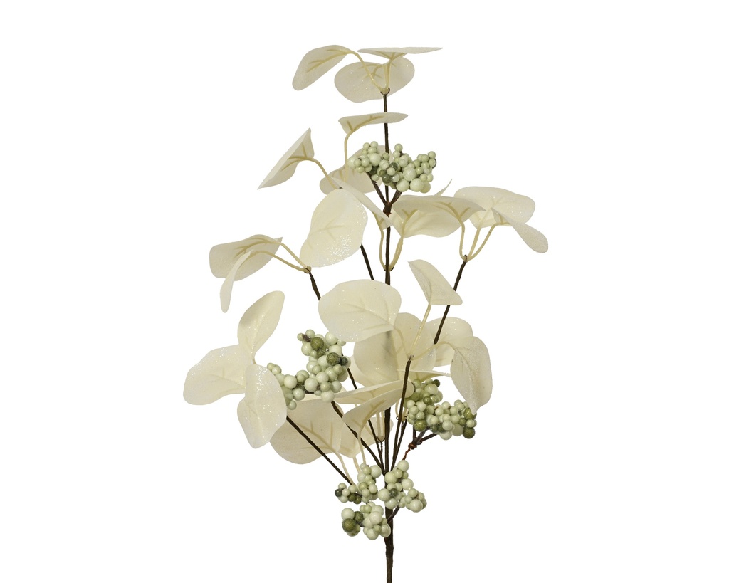 RAMA HOJA BLANCA CON BAYA VERDE - L10.00-W5.00-H55.00cm