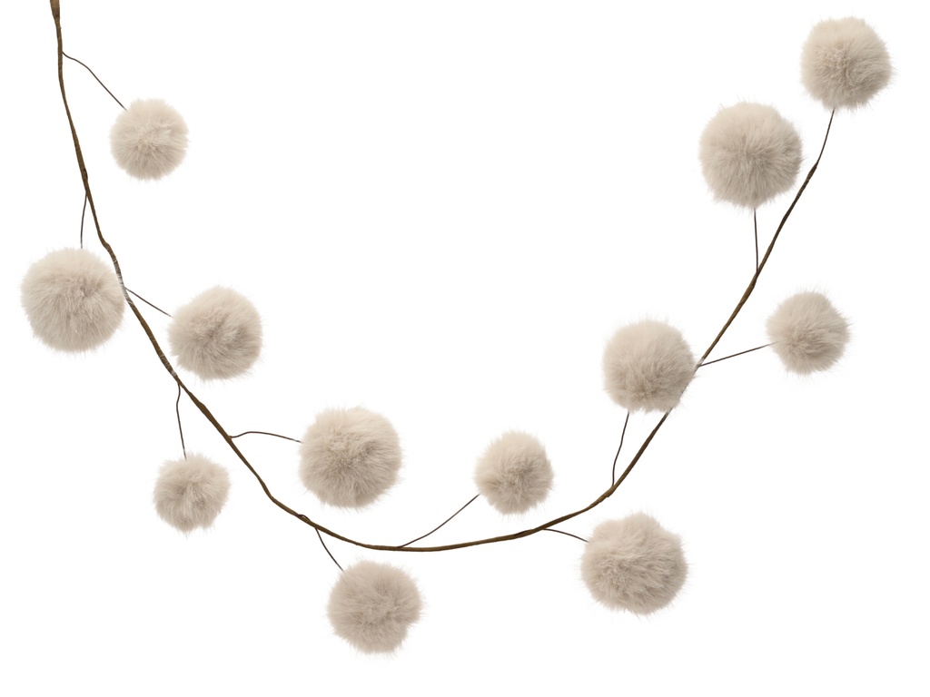 GUIRLANDE DE POMPONS DOUX, EFFET PELUCHE - L 12.00 x l 12.00 x H 150.00 cm