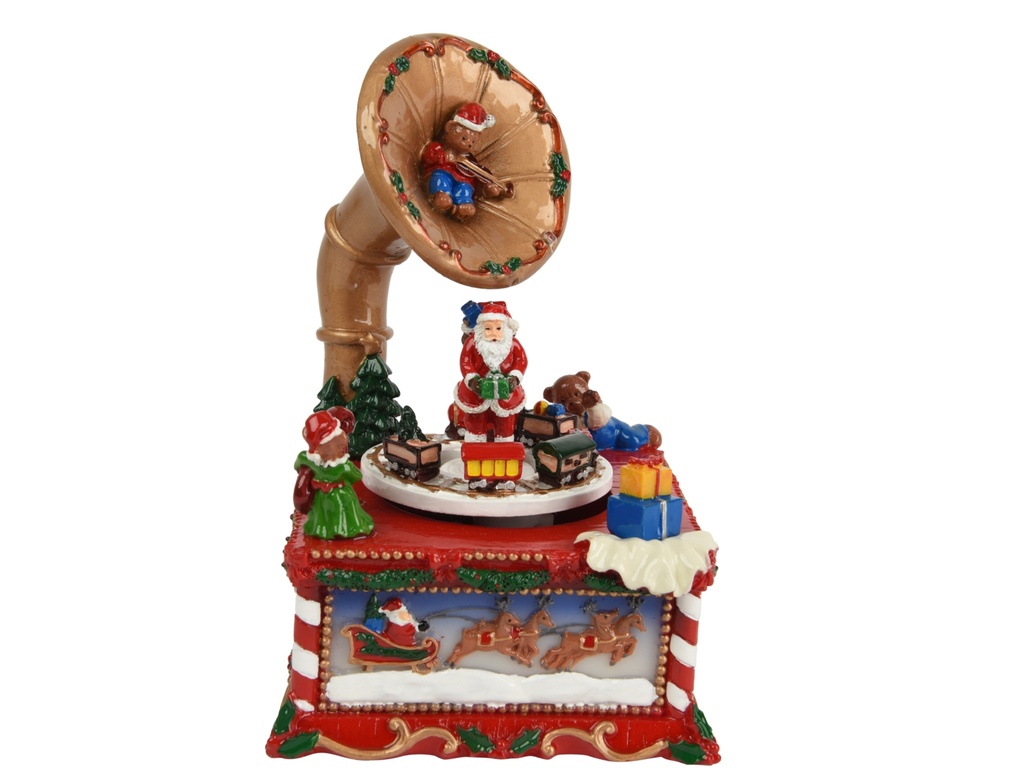 ***MUSIC BOX POLYRESIN RED/COLOUR(S) L11.50-W11.50-H18.50cm