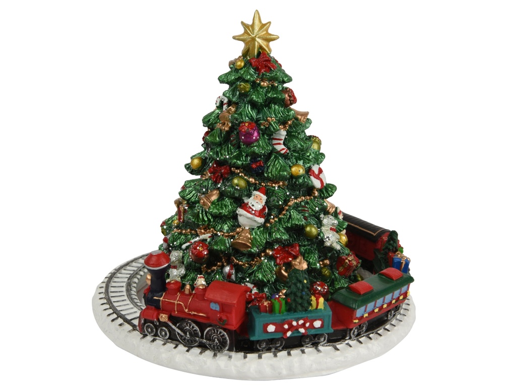 BOITE A MUSIQUE - STYLE VINTAGE AVEC TRAIN - OBJET DE COLLECTION - RESINE - L16.00-W16.00-H16.00cm