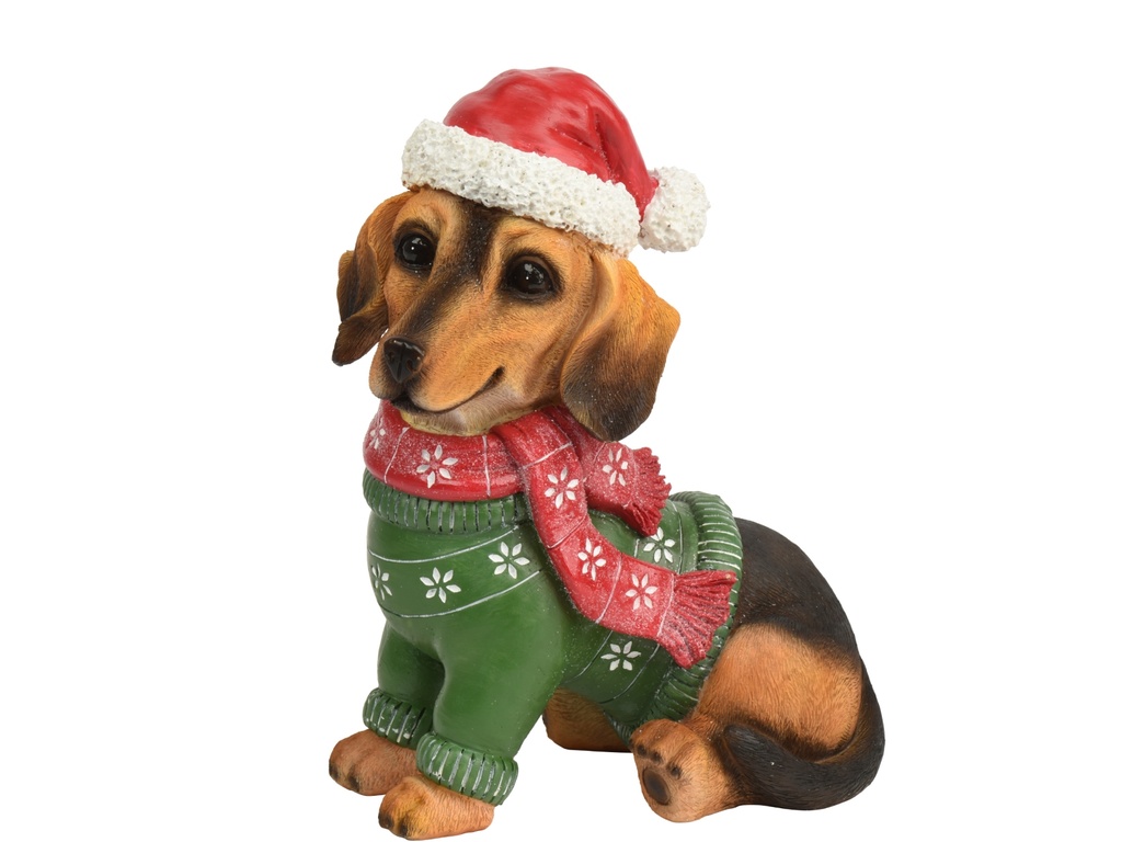 CHIEN EN RESINE - VERT - L15,00 x l23,50 x H29,00 cm