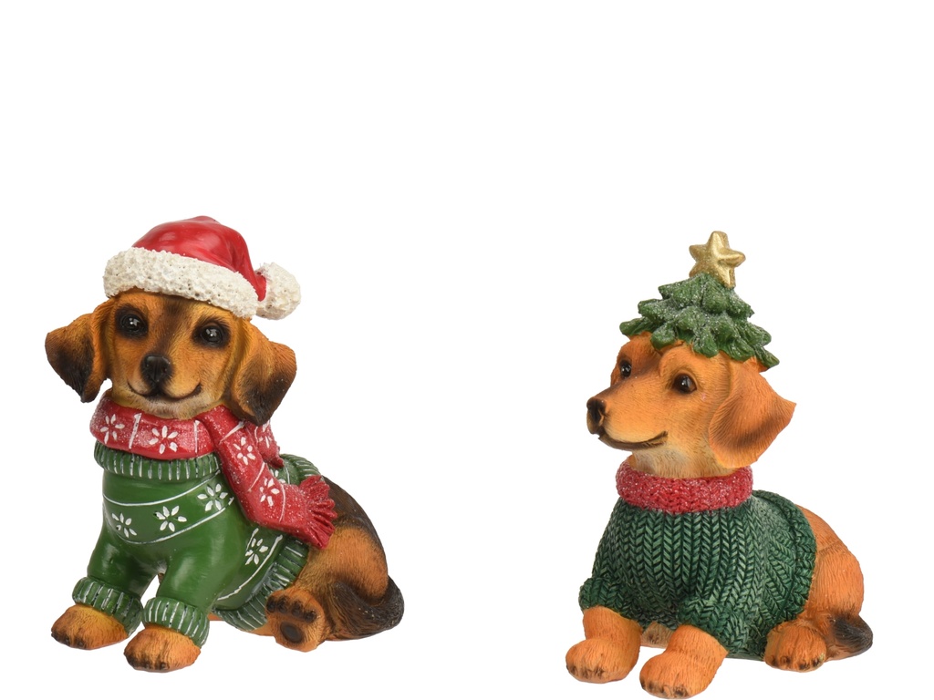 CHIOT EN RESINE - 2 MODELES - PRIX UNITAIRE - L 7,50 x l 13,00 x H 14,00 cm