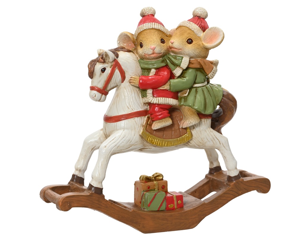 ***ROCKING HORSE POLYRESIN RED/COLOUR(S) L7.00-W19.50-H18.50cm