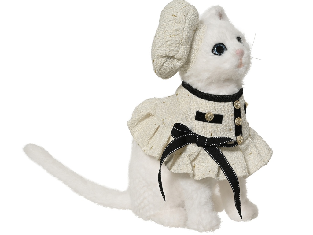 ***CAT ARTIFICIAL FUR WHITE L24.00-W17.00-H40.00cm