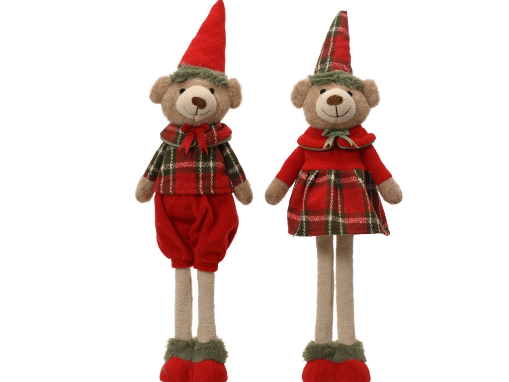 OSO TELA EN TONOS ROJOS - PIERNAS TELESCOPICAS - 2 SURTIDOS - PRECIO UNIDAD - L26.00-W15.00-H120.00cm