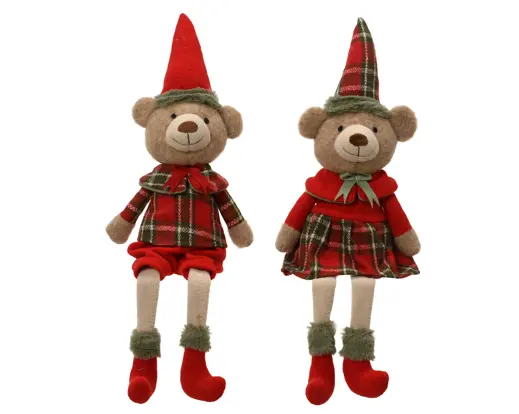 OSO TELA EN TONOS ROJOS - SENTADO - 2 SURTIDOS - PRECIO UNIDAD - L19.00-W11.00-H60.00cm