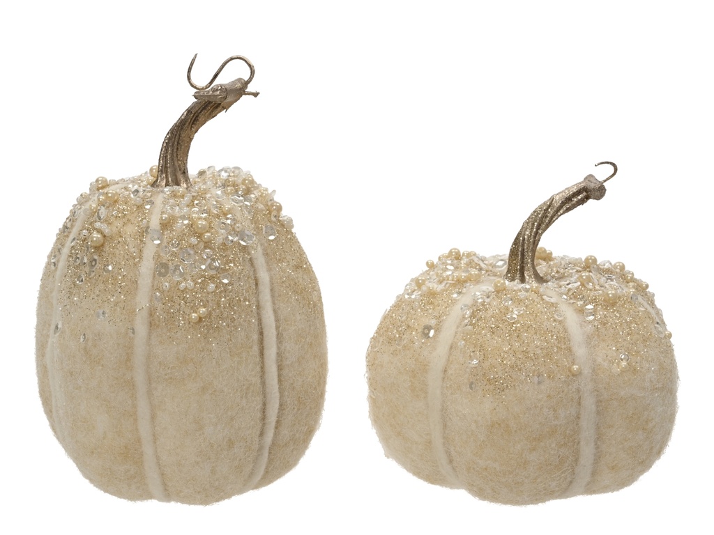 ***PUMPKIN FELT WHITE dia13.00-H19.00cm