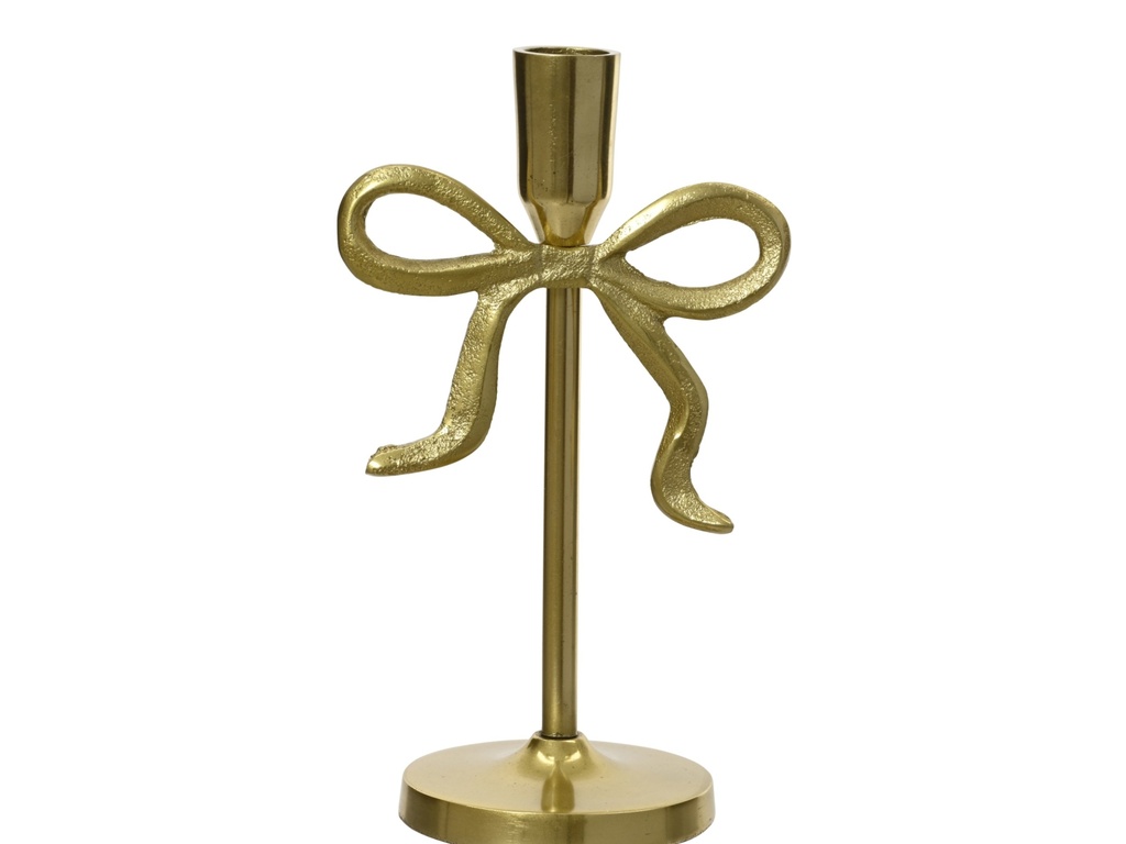 CANDELABRO ALUMINIO DORADO CON LAZO - L12.00-W8.50-H21.00cm