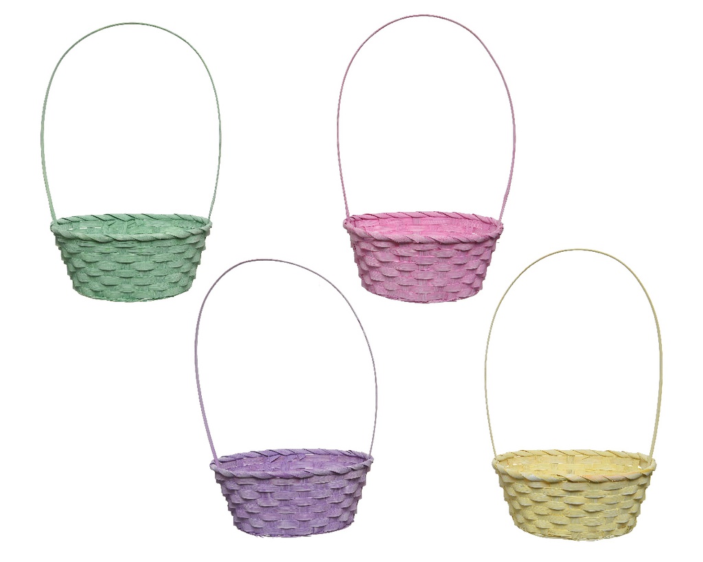 BAMBOO EGG BASKET 4COL ASS L19.50-W22-H38.50CM
