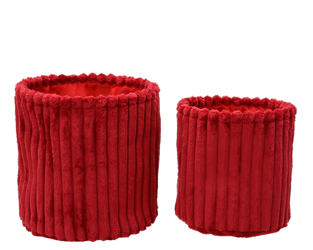 CESTA TERCIOPELO - OXBLOOD - SET DE DOS -dia30.00-H30.00cm  / dia25.00-H25.00cm