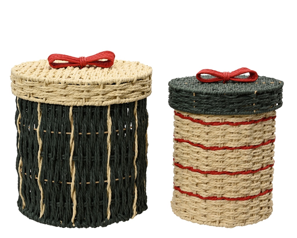 ***BASKET PAPERROPE ASSORTED dia25.00-H32.00cm  / dia20.00-H31.00cm