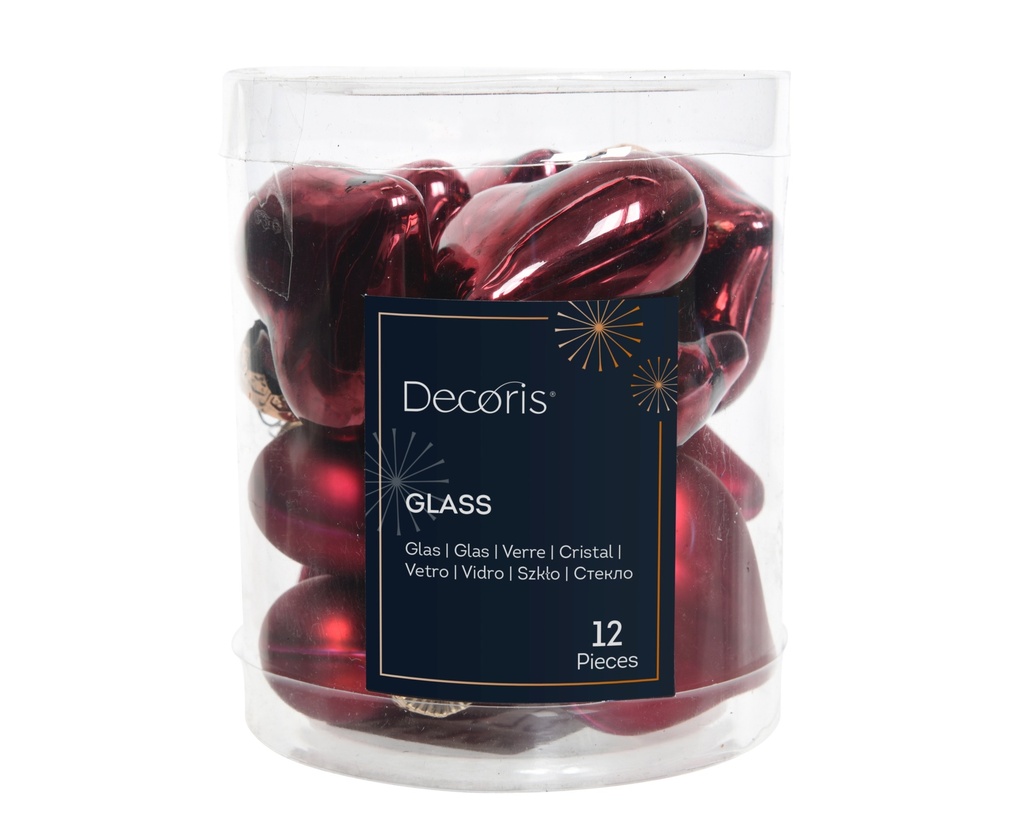 ***HEART GLASS SHINY-MATT OXBLOOD L2.00-W4.50-H4.00cm