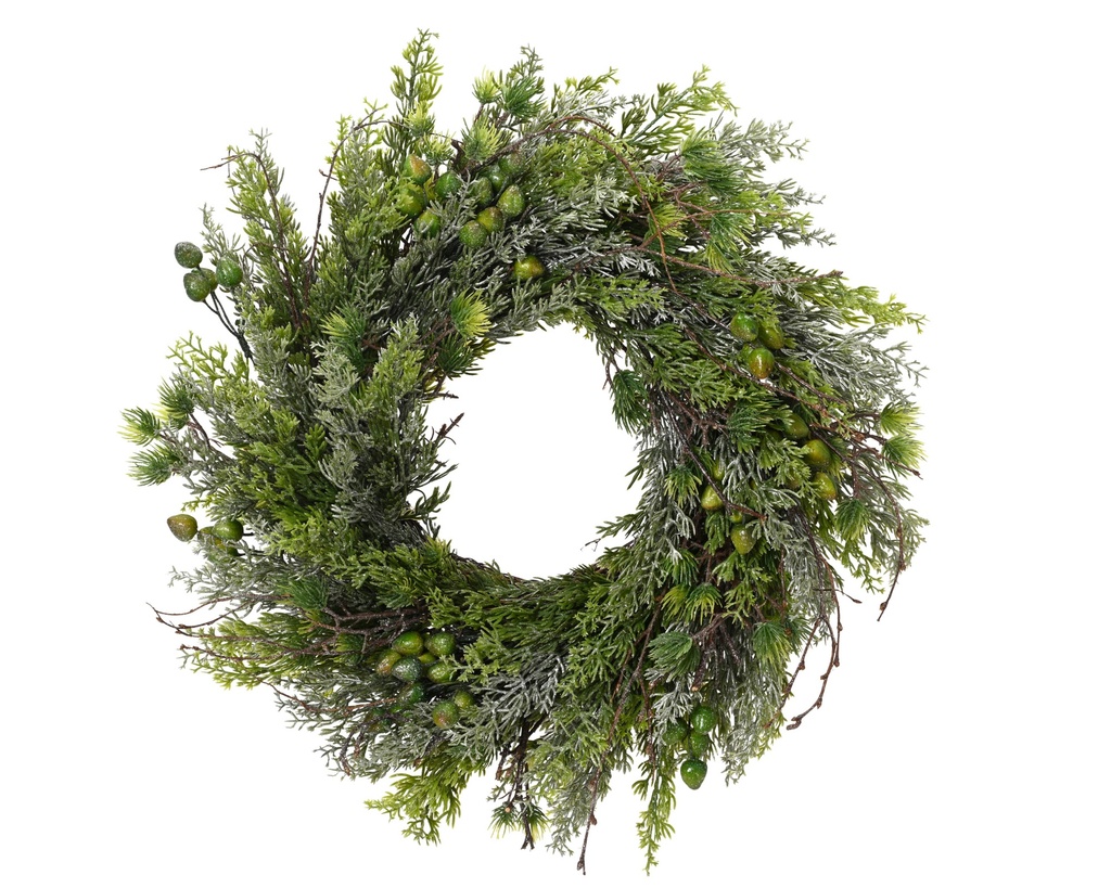 ***WREATH GLITTER GREEN dia40.00-H12.00cm