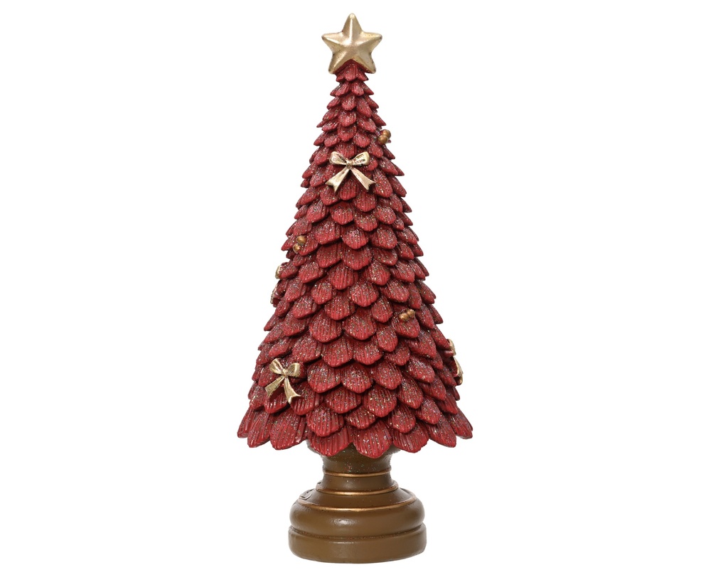 PETIT ARBRE EN RESINE - ROUGE - L10.00-W10.00-H23.00cm
